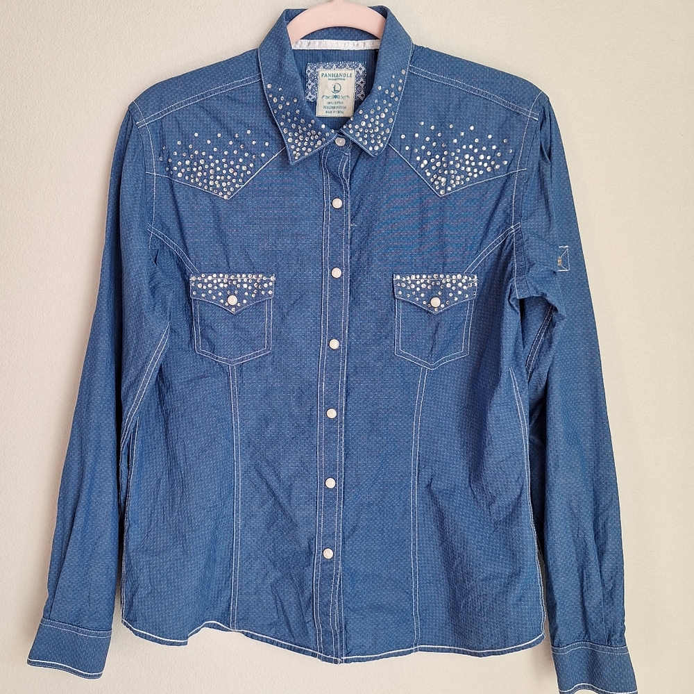Panhandle western rhinestone pearl snap